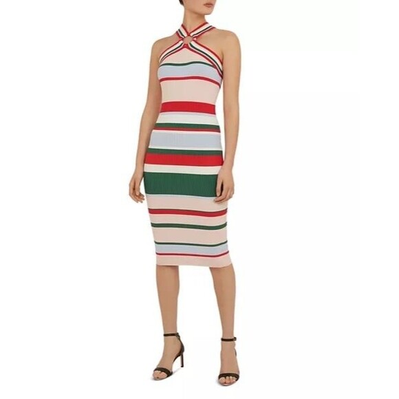Ted Baker Lyndiaa Striped Bodycon Dress sz 1 - Picture 4 of 6